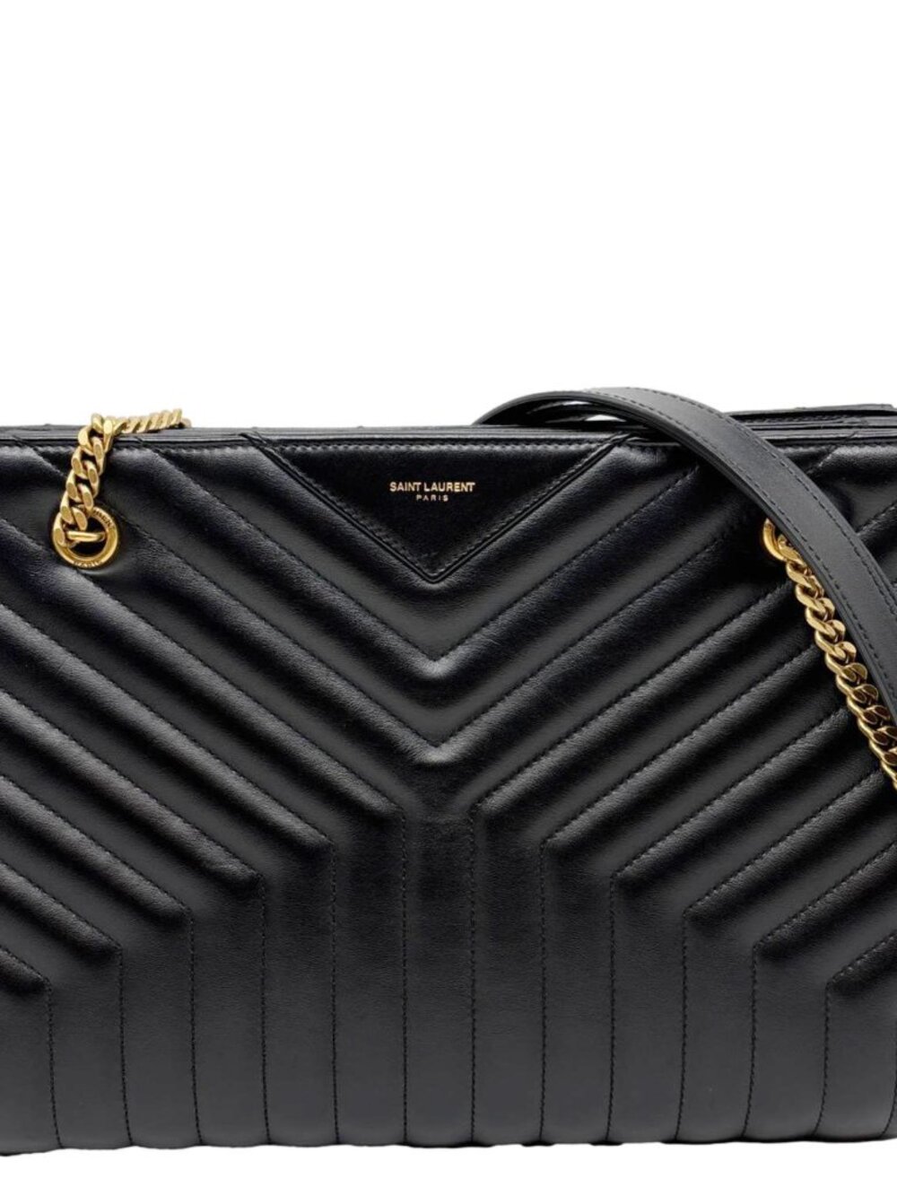 Yves Saint Laurent Tribeca Medium Quilted Leather Shopping Tote Bag Black